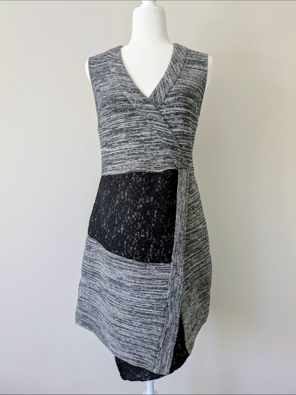 RACHEL Rachel Roy Black and Gray Knit Dress